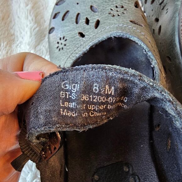 Bare Traps‎ Women's Gigi Leather Mary Jane Mules Clog Wood Heels Size 8.5M Green - Picture 6 of 6